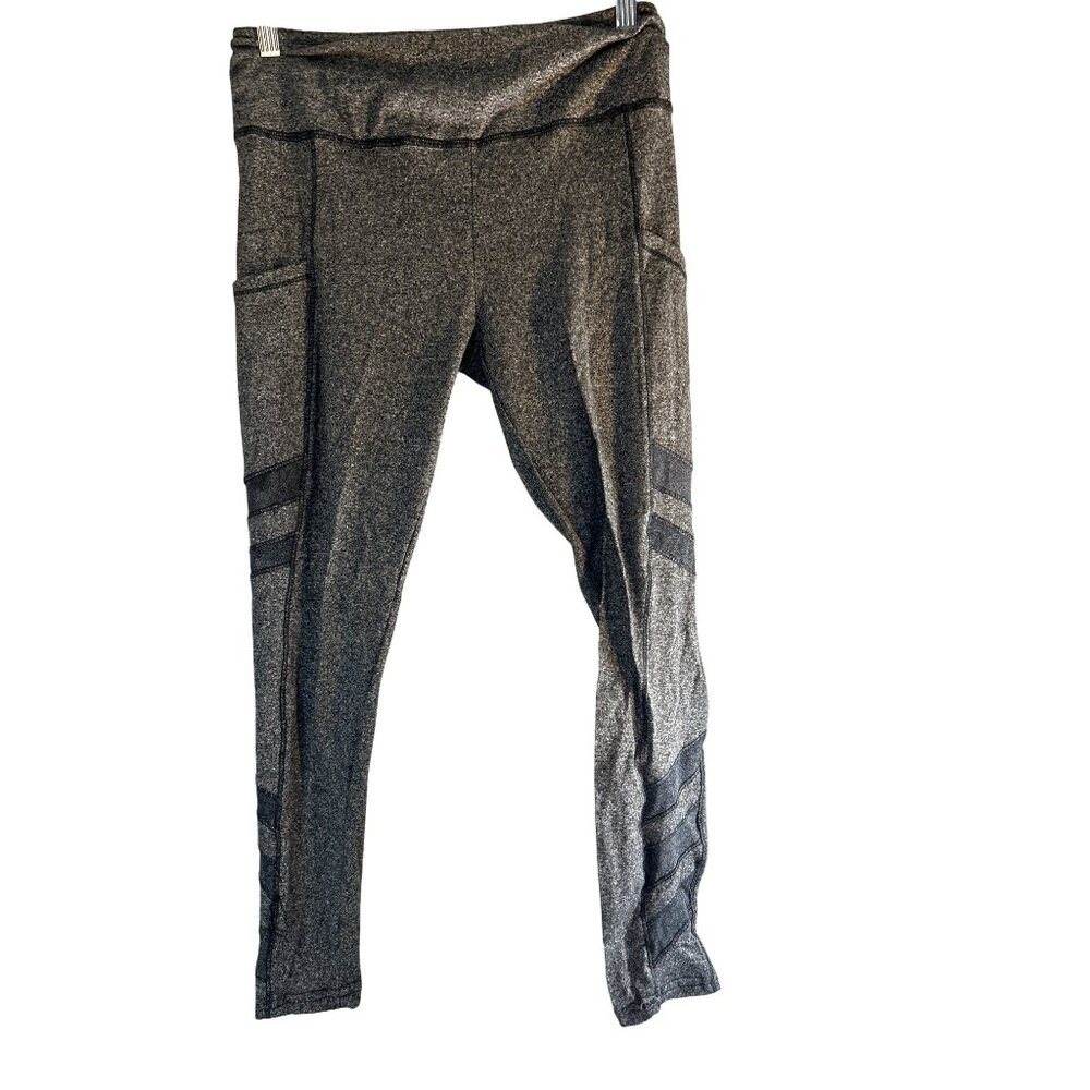 Sho Sho  Womens  Leggings Gray/Black Pockets Striped Detail Legs Size L
